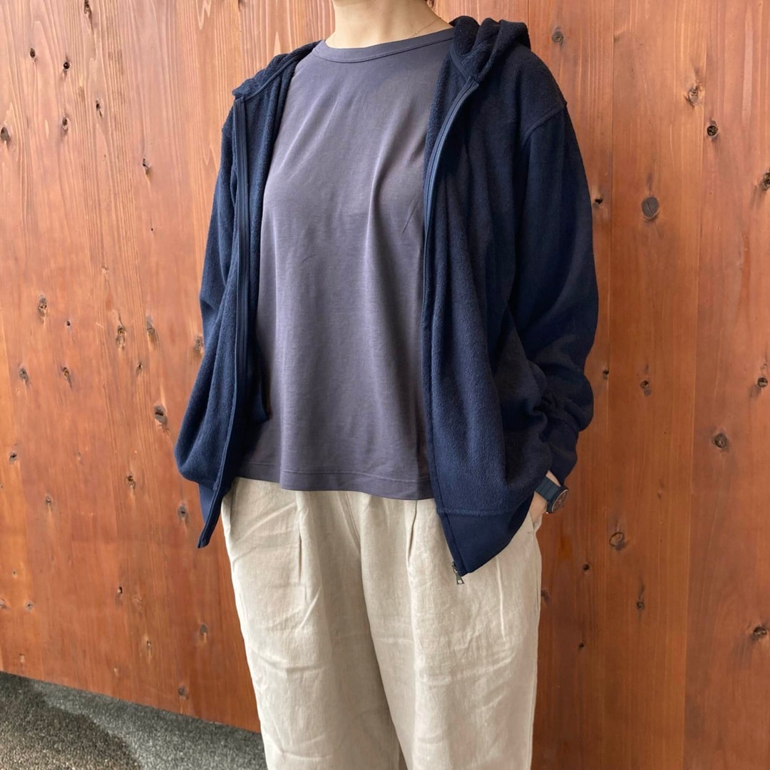 着るタオル両面パイル長袖ジップパーカ