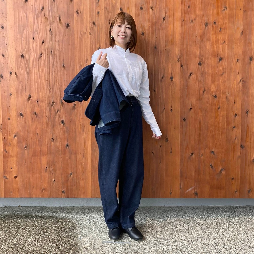 ヘンプコットンスタンドカラー長袖シャツ