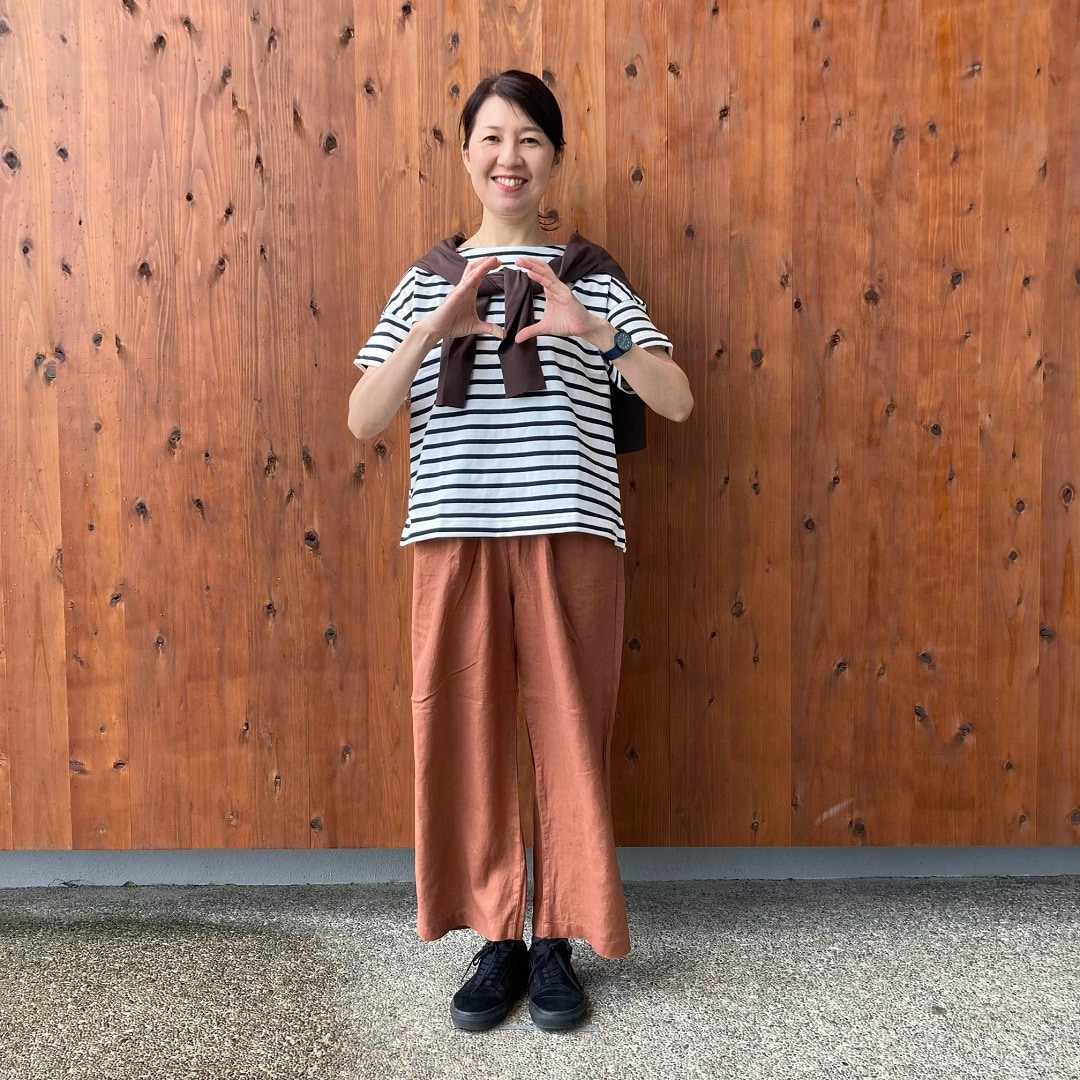 リネン洗いざらしイージーワイドパンツ