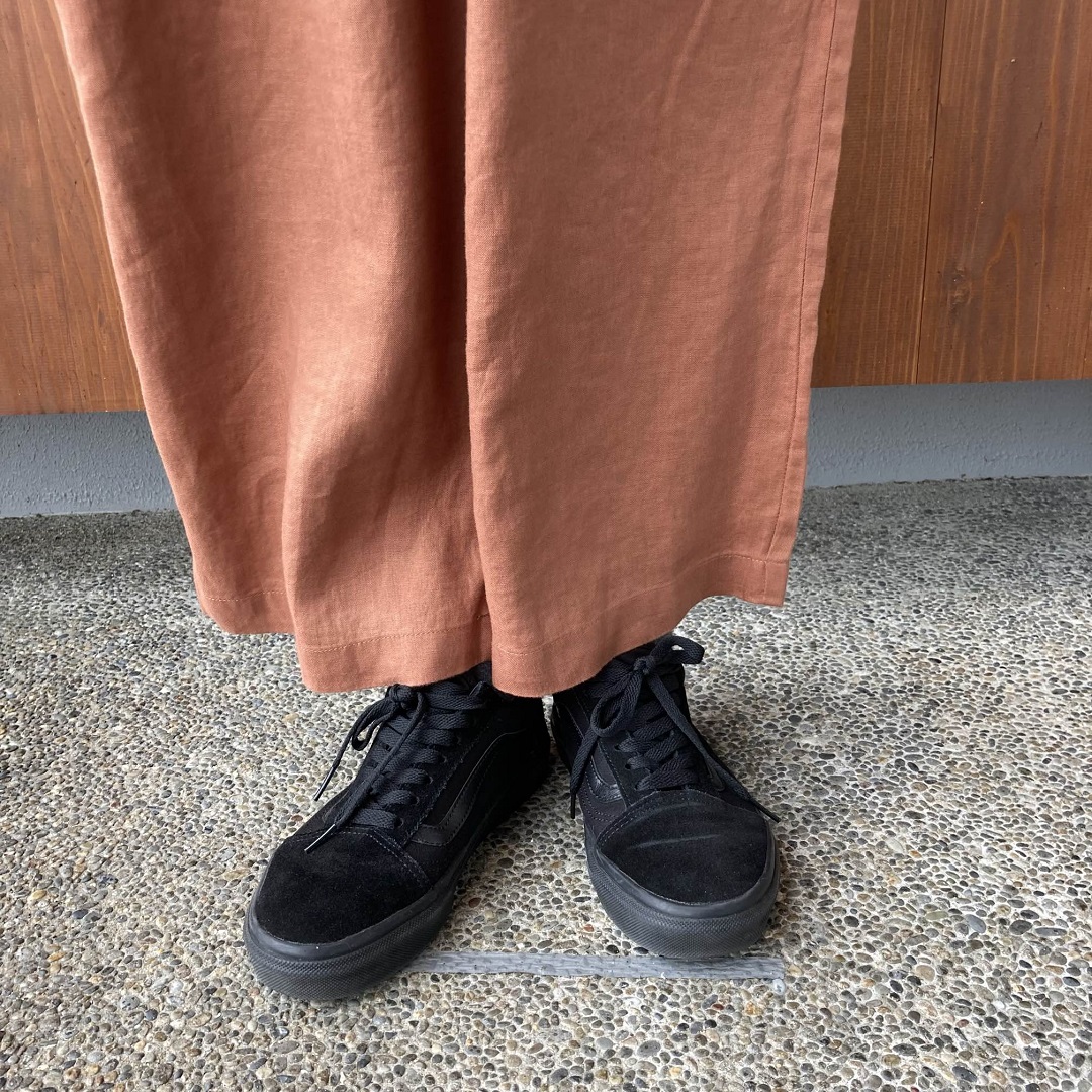 リネン洗いざらしイージーワイドパンツ