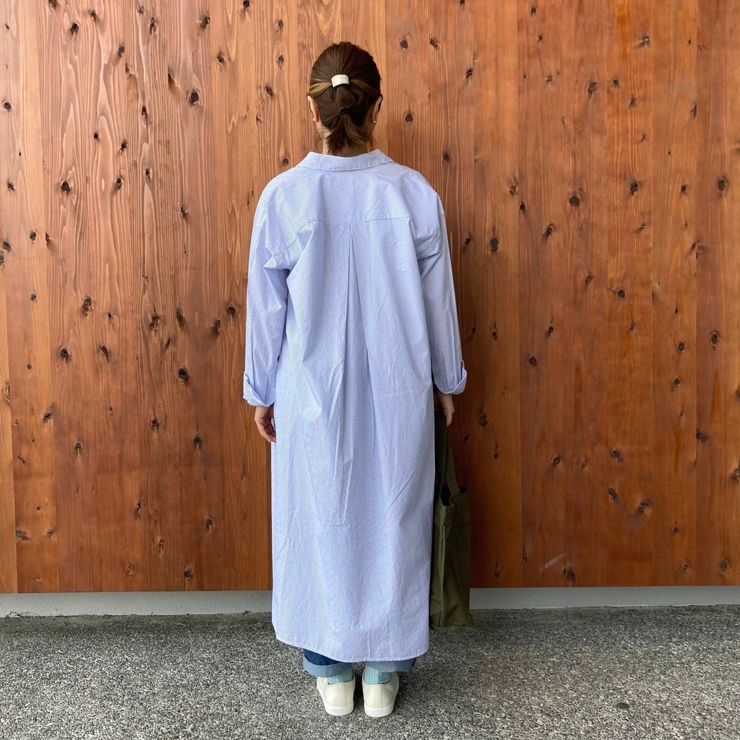 洗いざらしブロード長袖シャツワンピース