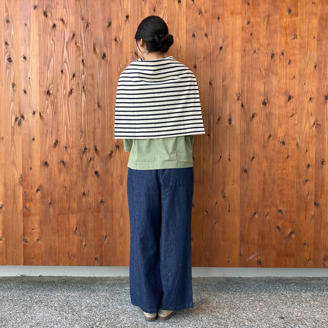 コットンリネンデニムイージーワイドパンツ