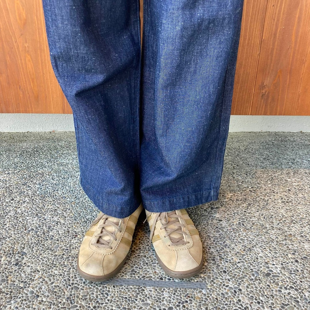 コットンリネンデニムイージーワイドパンツ