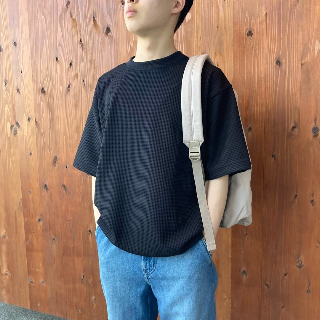 uvカット乾きやすいワッフルクルーネック半袖Ｔシャツ