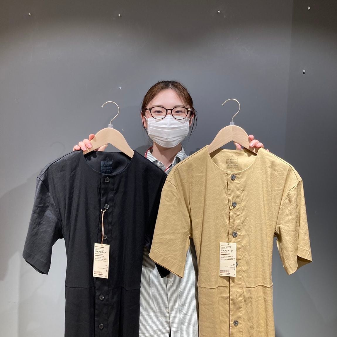 【岡山表町商店街】ひんやり素材で、上品なデザイン！「ヘンプ混ストレッチ　ジャンプスーツ」