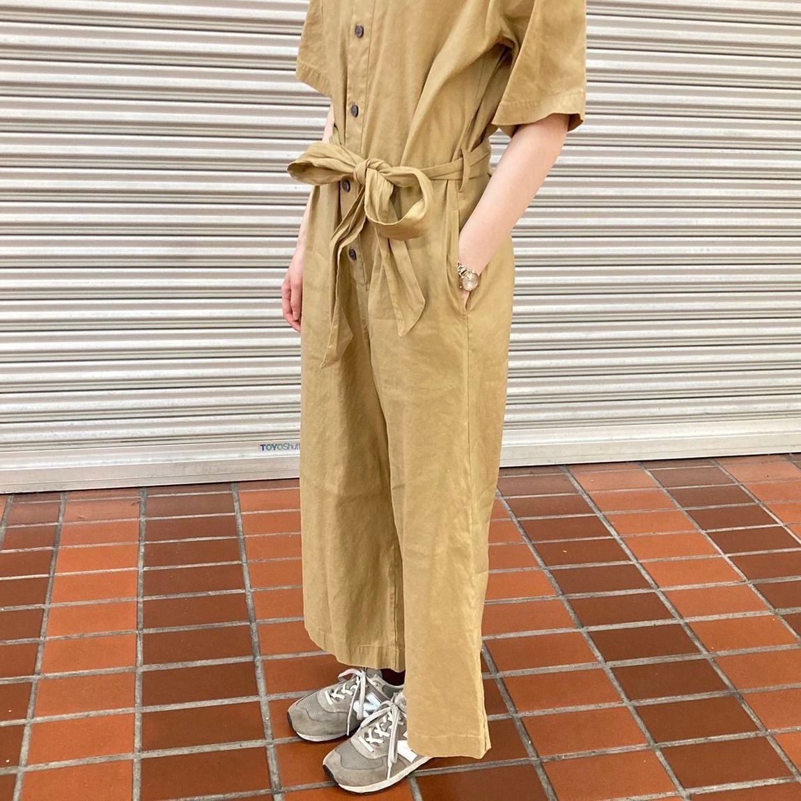 【岡山表町商店街】ひんやり素材で、上品なデザイン！「ヘンプ混ストレッチ　ジャンプスーツ」