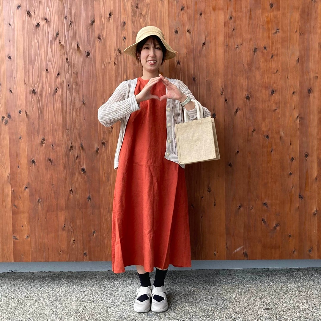 リネン洗いざらしスリーブレスワンピース