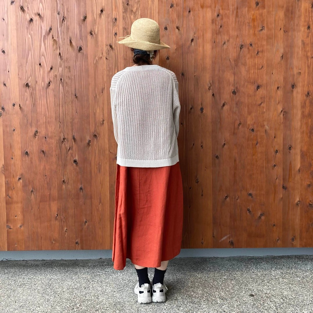 リネン洗いざらしスリーブレスワンピース