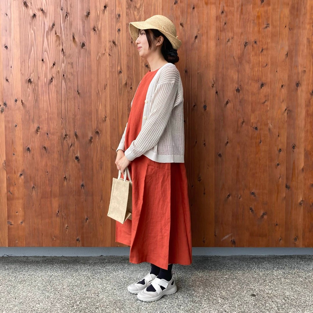 リネン洗いざらしスリーブレスワンピース