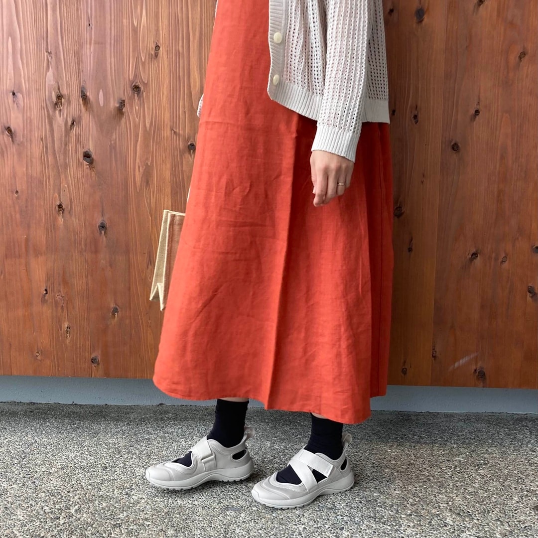 リネン洗いざらしスリーブレスワンピース