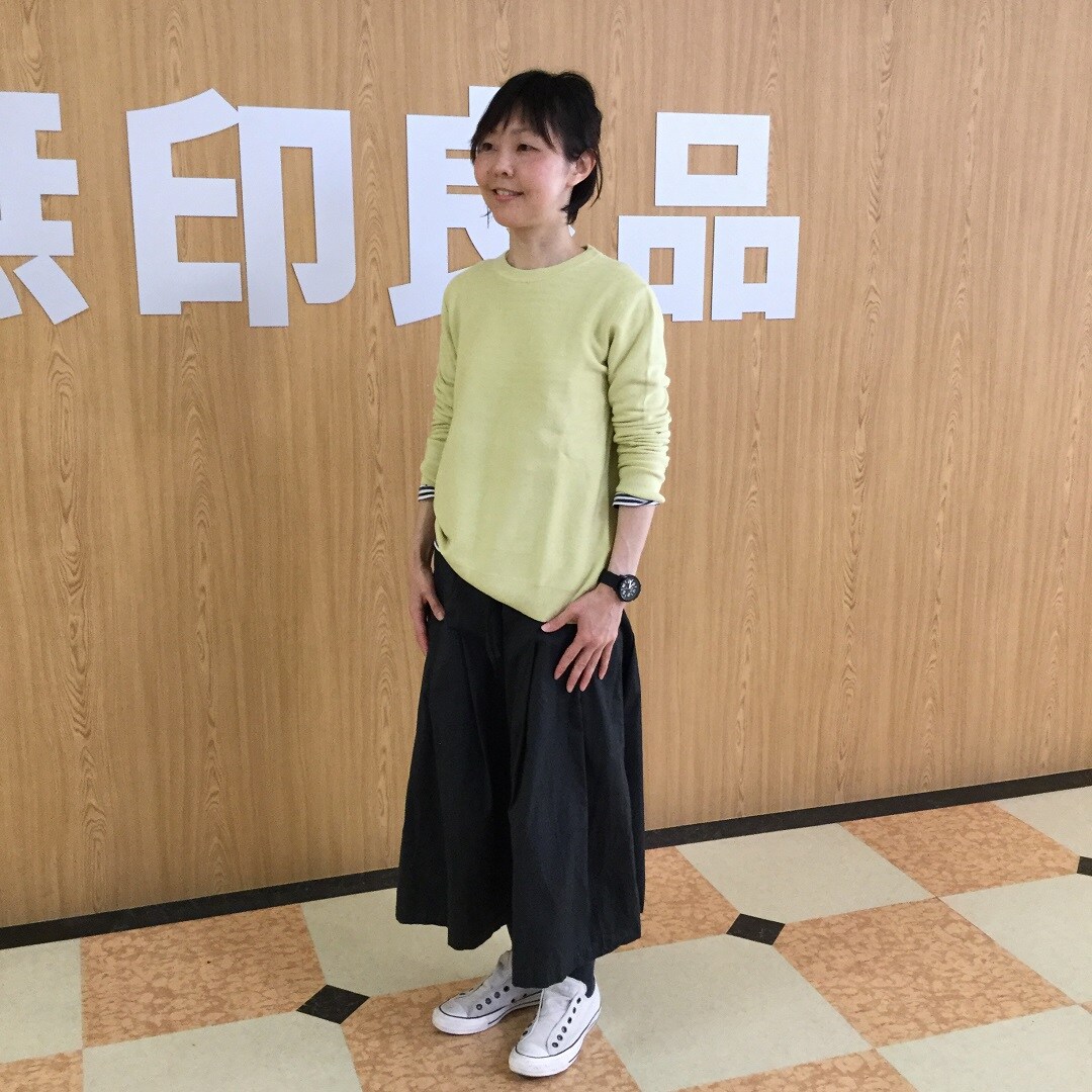 【大津西武】コットンシルク ガーター編みクルーネックセーター