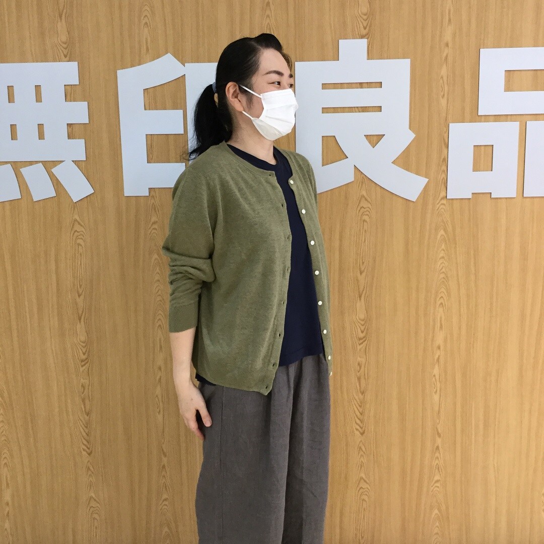 【大津西武】ＵＶカットフレンチリネンクルーネックカーディガン