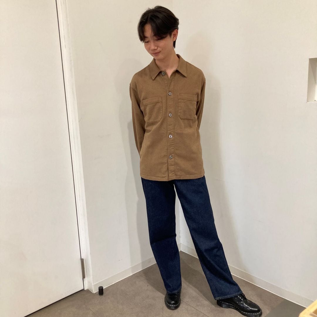 両面起毛フランネルシャツジャケット　着用写真②