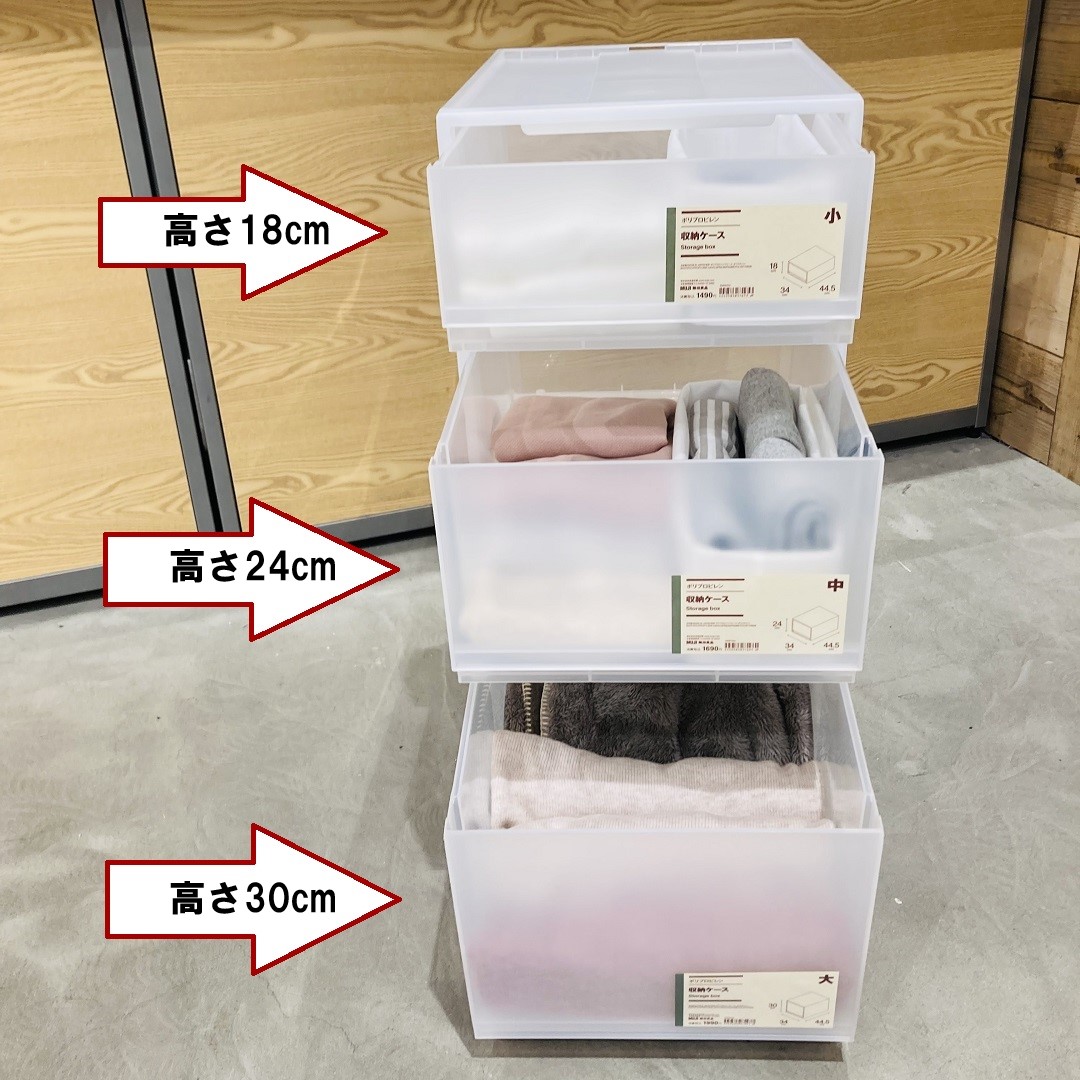 ポリプロピレン収納ケース　小　中　大