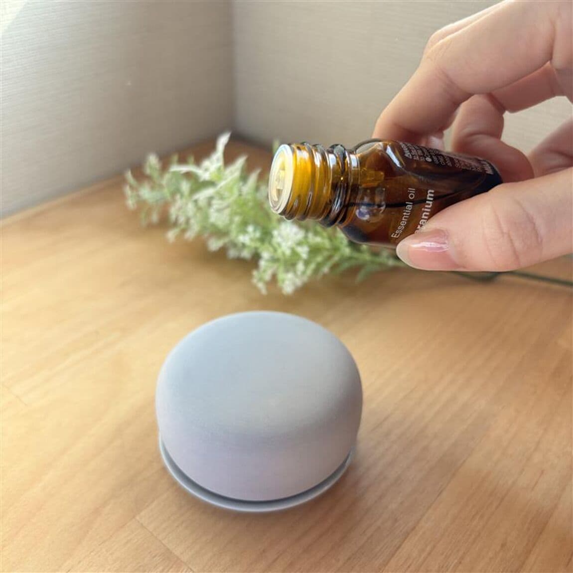 【アピタ島田】アロマストーンにエッセンシャルオイルを垂らす画像