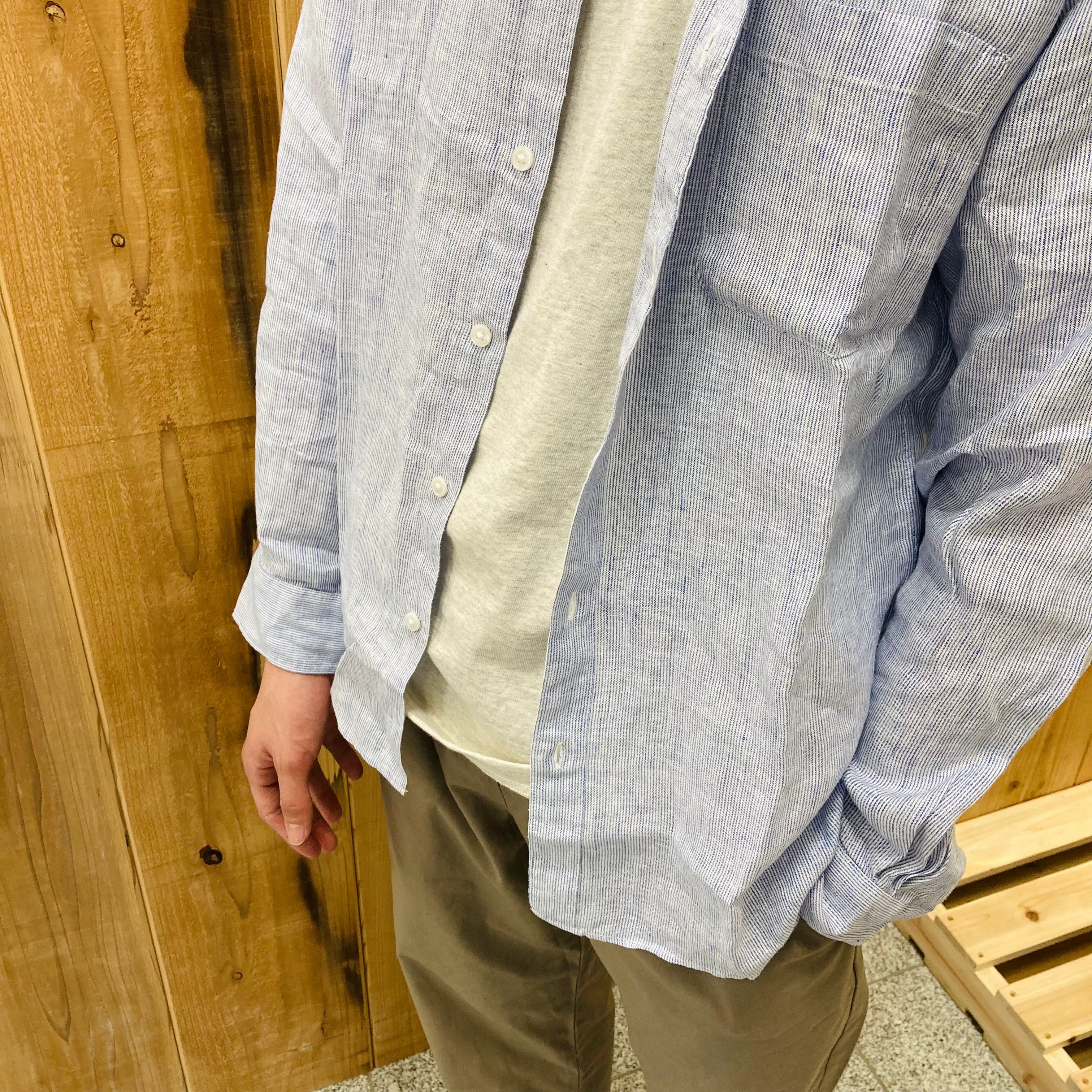 ヘンプ洗いざらし長袖シャツ