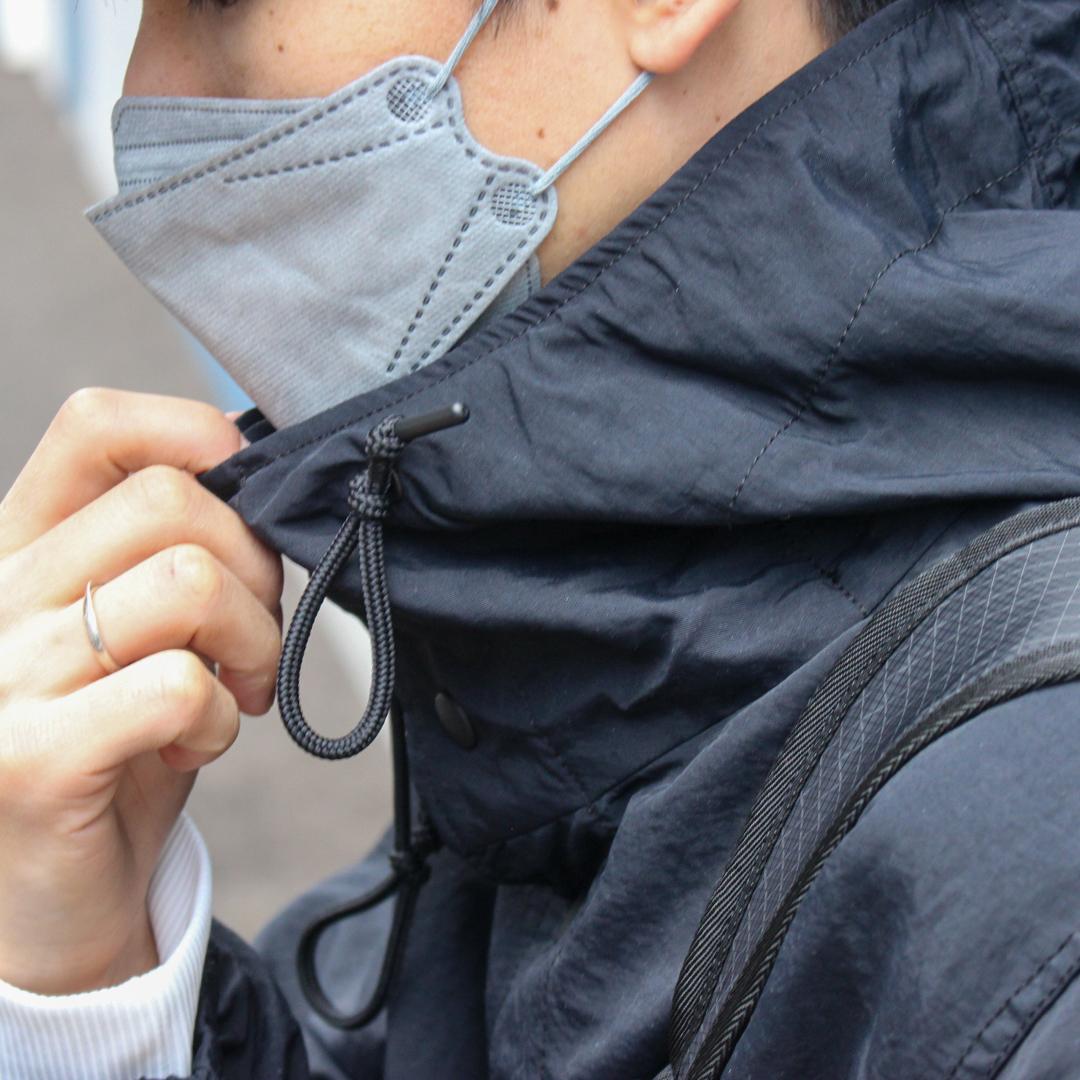 コートの襟を立てたところによった写真です