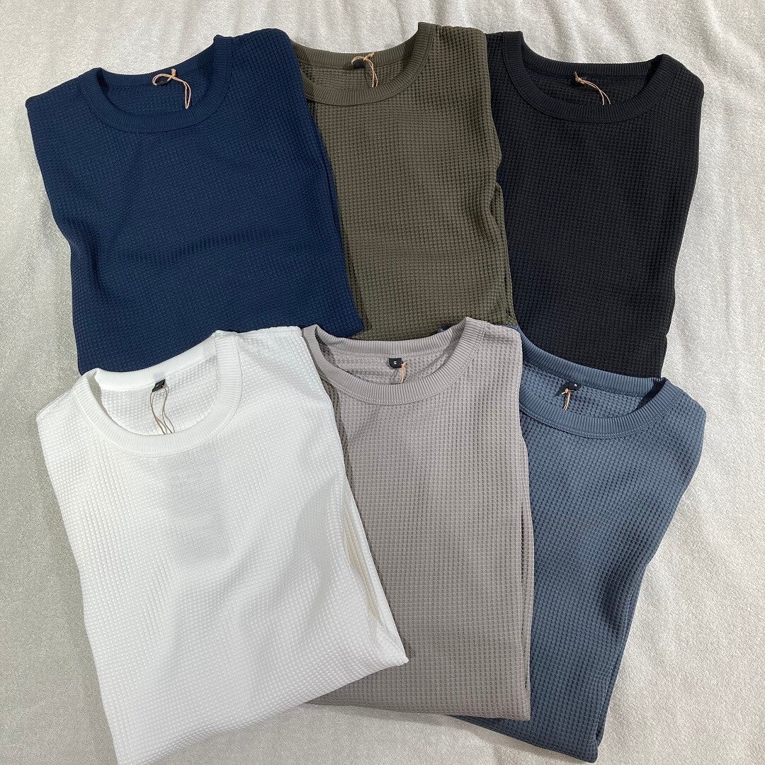 【泉中央セルバ】紳士　ＵＶカット乾きやすいワッフルクルーネック長袖Ｔシャツ