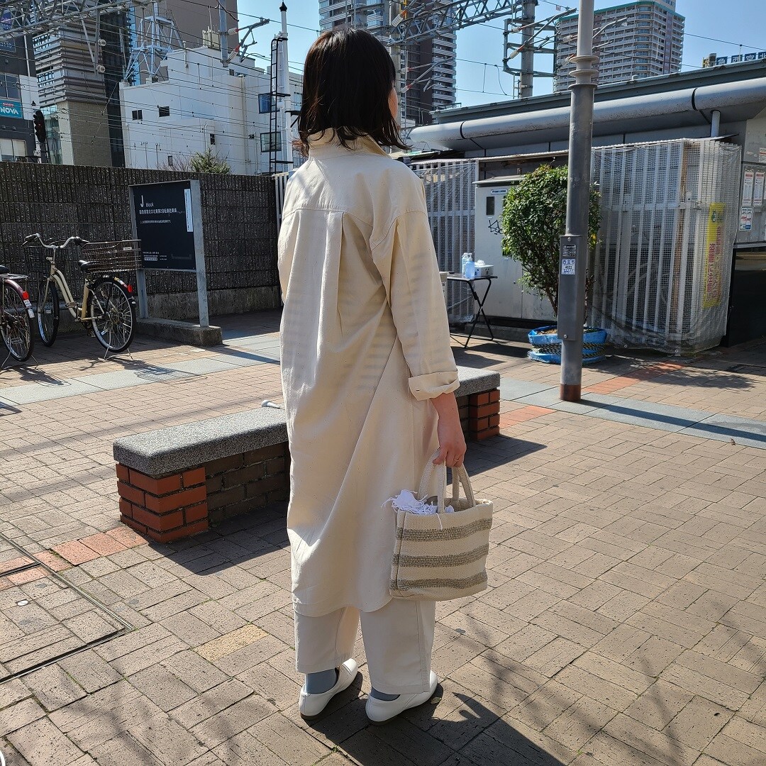 洗いざらしオックスシャツワンピース