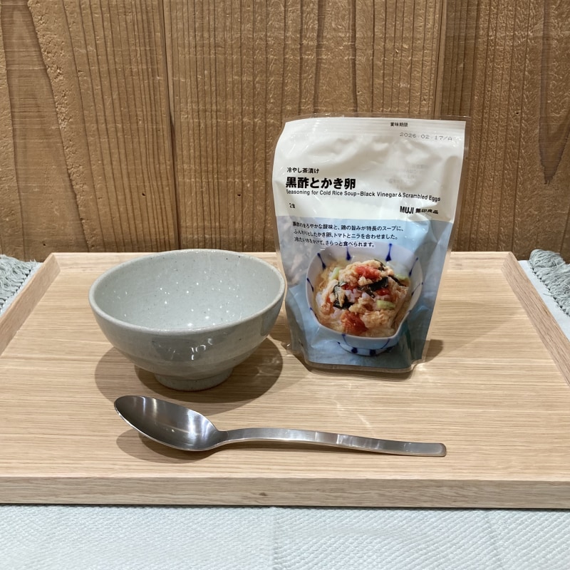 冷やし茶漬け　黒酢とかき卵