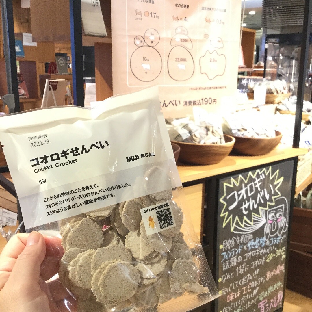 【MUJIキャナルシテ博多】コオロギせんべい入荷