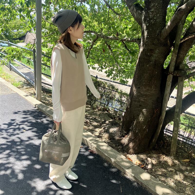 【みのおキューズモール】使い勝手のよい「立体メッシュ持ち手付き巾着」