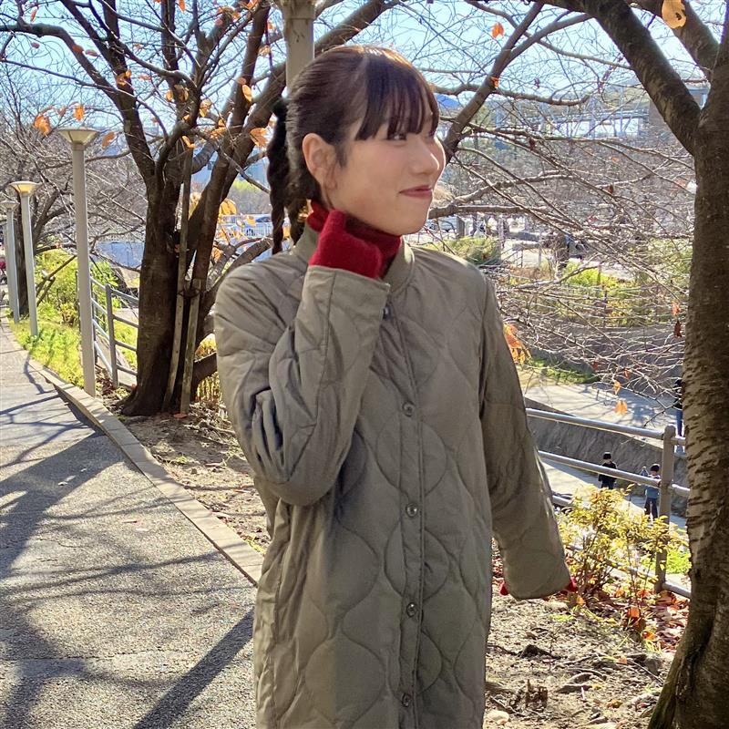 【みのおキューズモール】さっと羽織っておしゃれに防寒！「ふんわり中わたキルティングコート」 