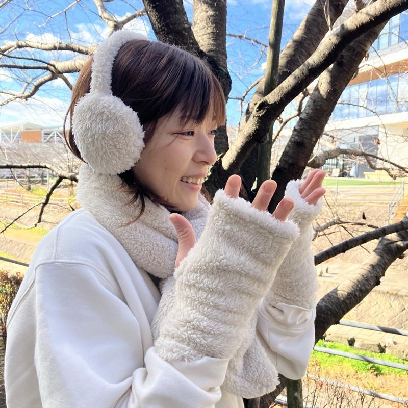 【みのおキューズモール】首元あったか「再生ポリエステルあったかボアマフラー」