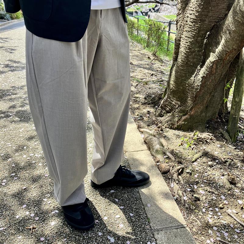 【みのおキューズモール】さらっと便利！紳士ワンタックワイドパンツ