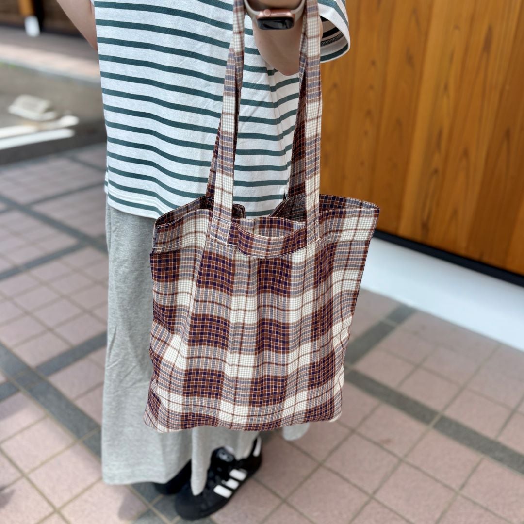 マドラスチェックトートバッグ