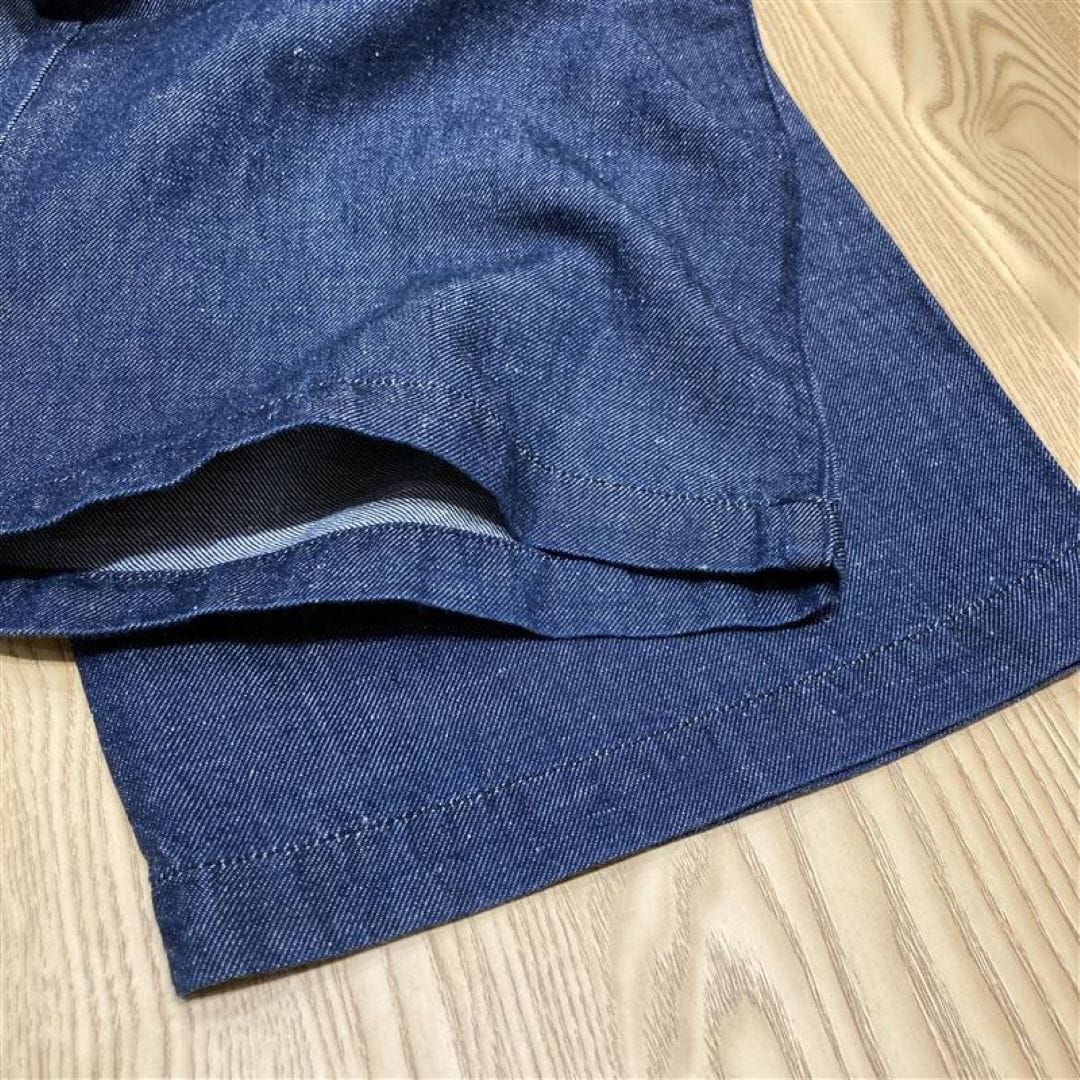 婦人コットンリネンデニムイージーワイドパンツ