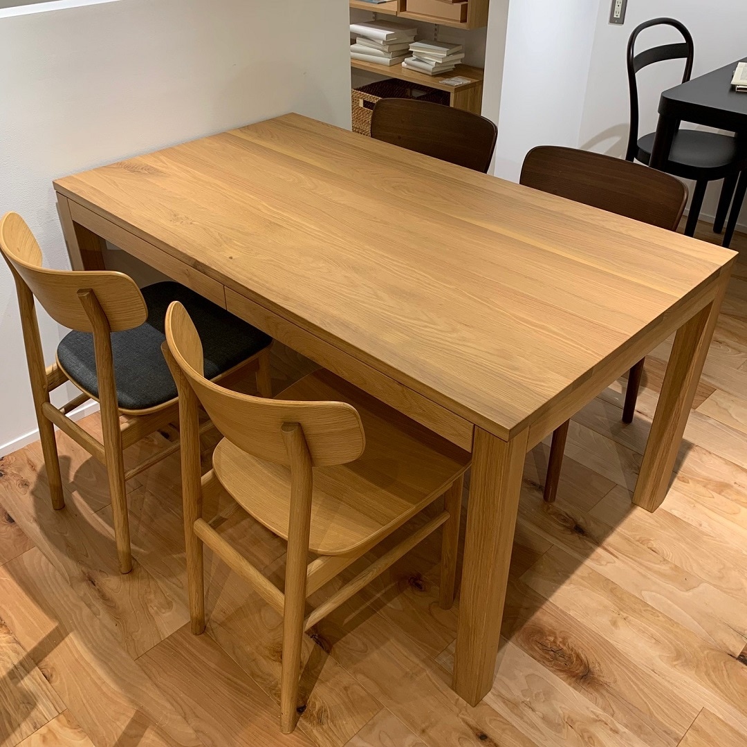無印良品 木製テーブル（引出付）／オーク材／ 幅80cm-