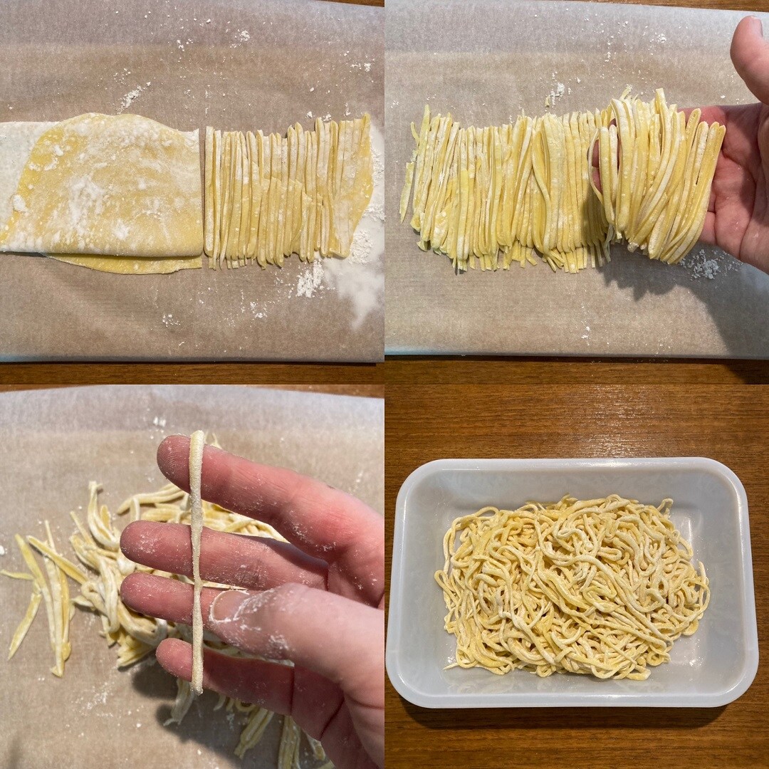 【アル・プラザ草津】パスタ生地を切ります