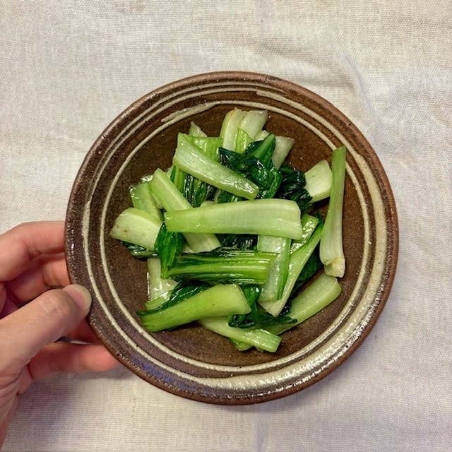 青菜炒め完成