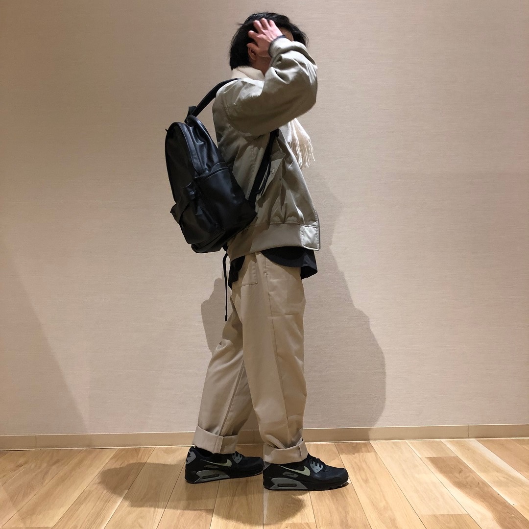 紳士カポックアウターコーディネートリュック有