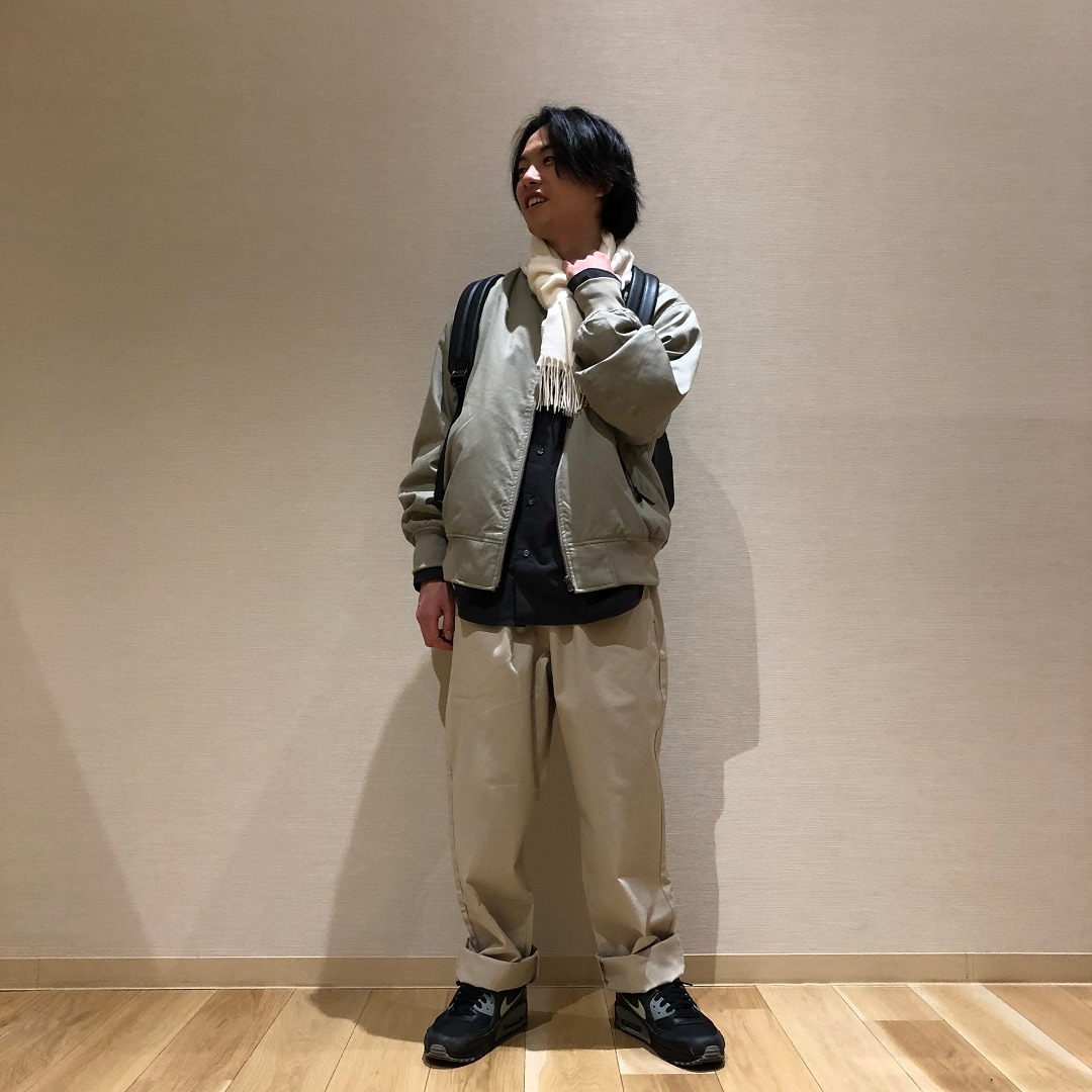 紳士カポックアウターコーディネートリュック有