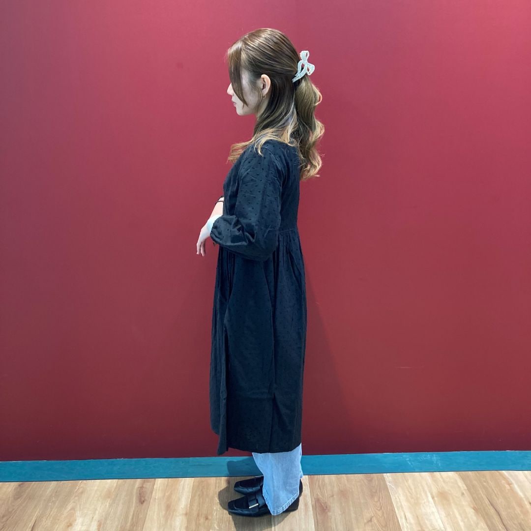 二重ガーゼ　ドットドビー　ロングカーディガン