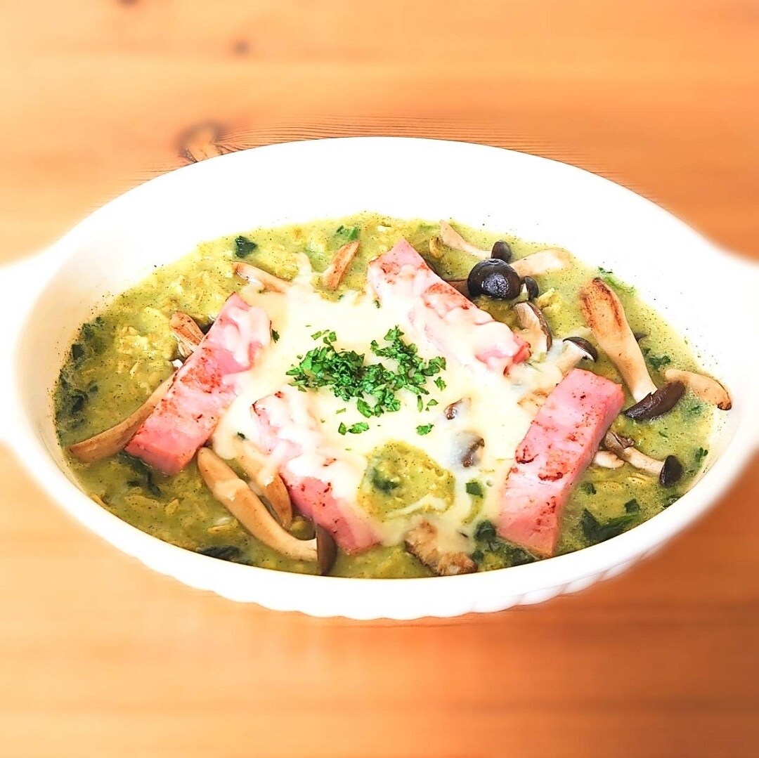 オーツ麦のリゾット  ほうれん草とバジル