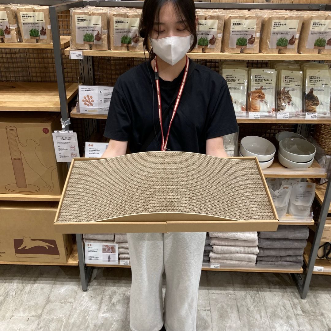 山型のダンボール爪とぎベッドの写真
