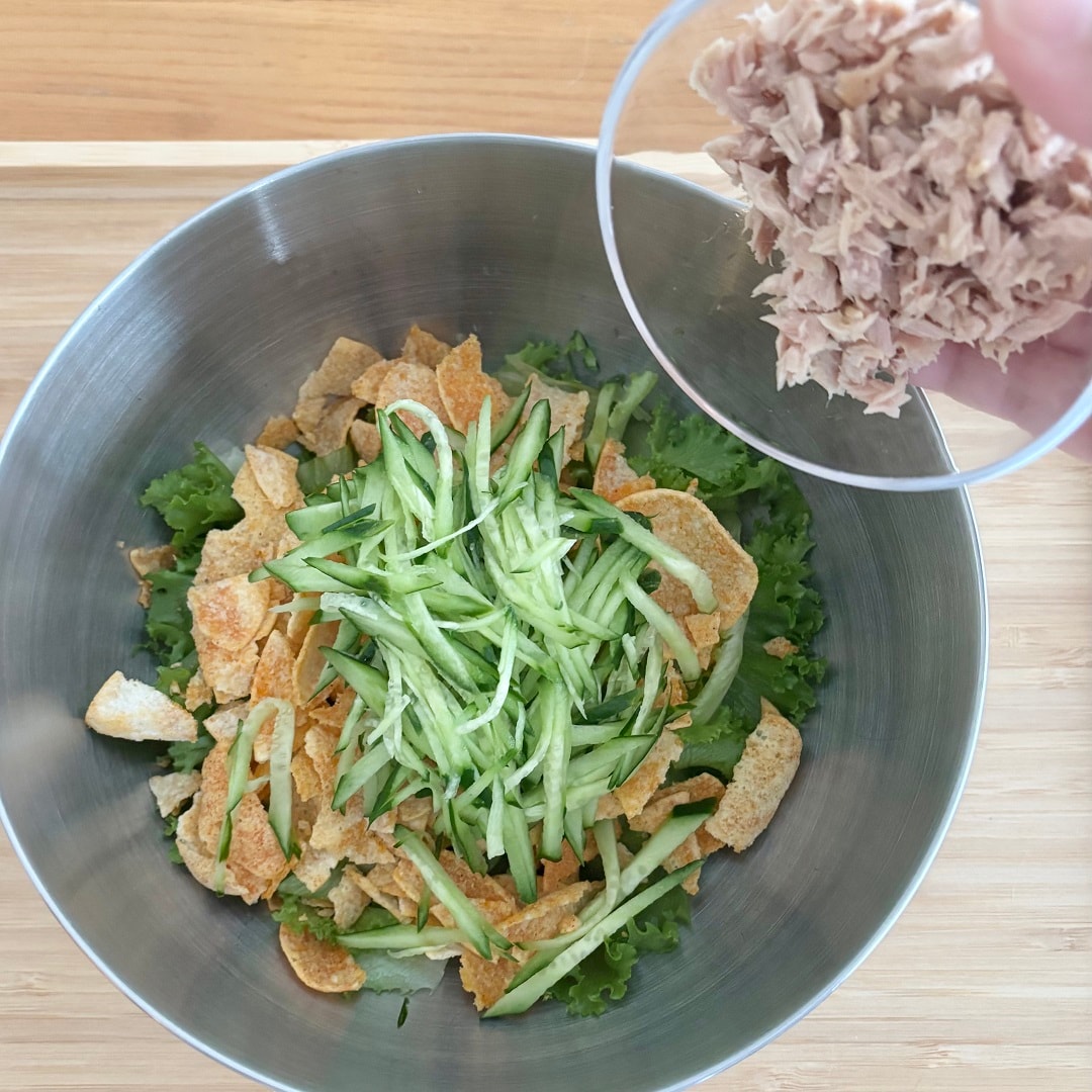 【知多】ひよこ豆チップスでつくる簡単グリーンサラダ