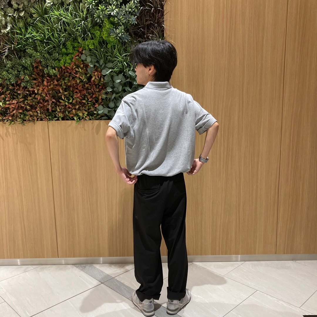 紳士　洗いざらし　鹿の子編み半袖ポロシャツ