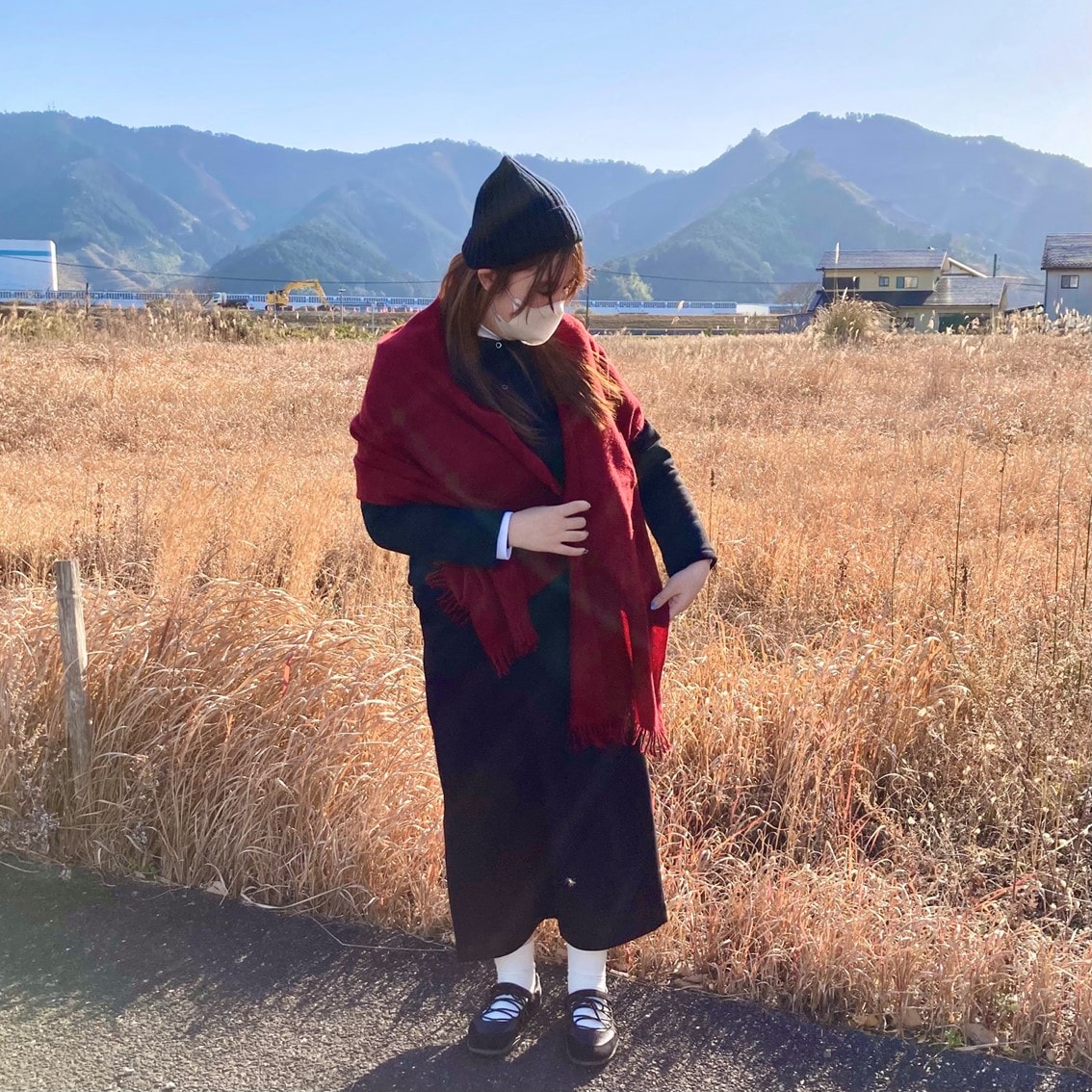 裏毛のスウェットセットアップコーディネートにしたスタッフの画像です。