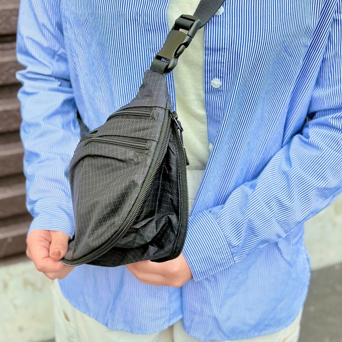 撥水リップストップミニショルダーバッグの写真です。