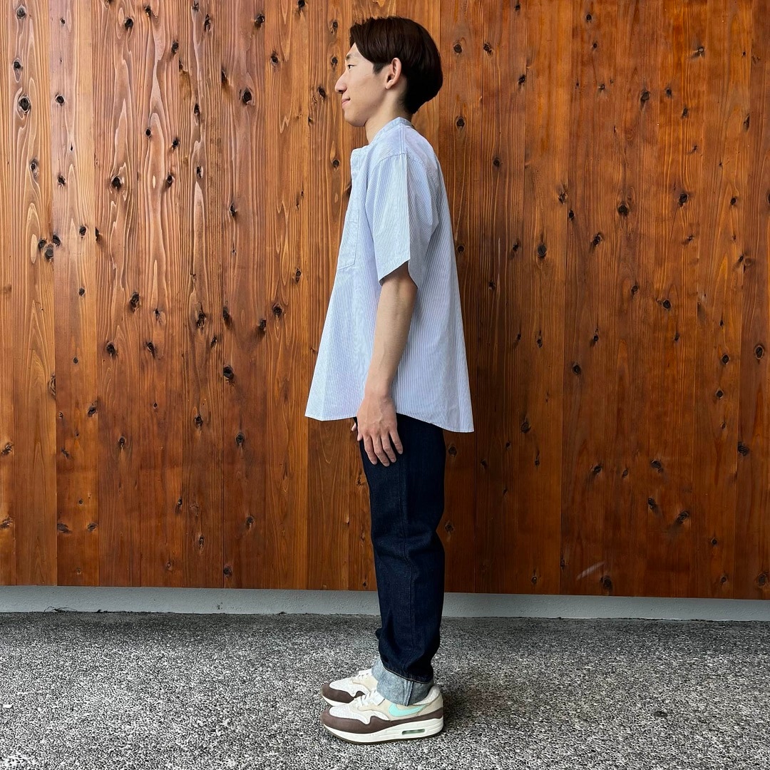 涼感ヘンリーネック半袖布帛Tシャツ