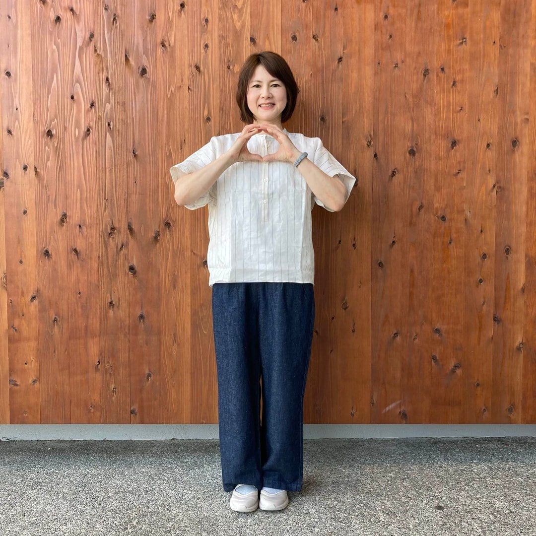 リネン洗いざらし半袖ブラウス