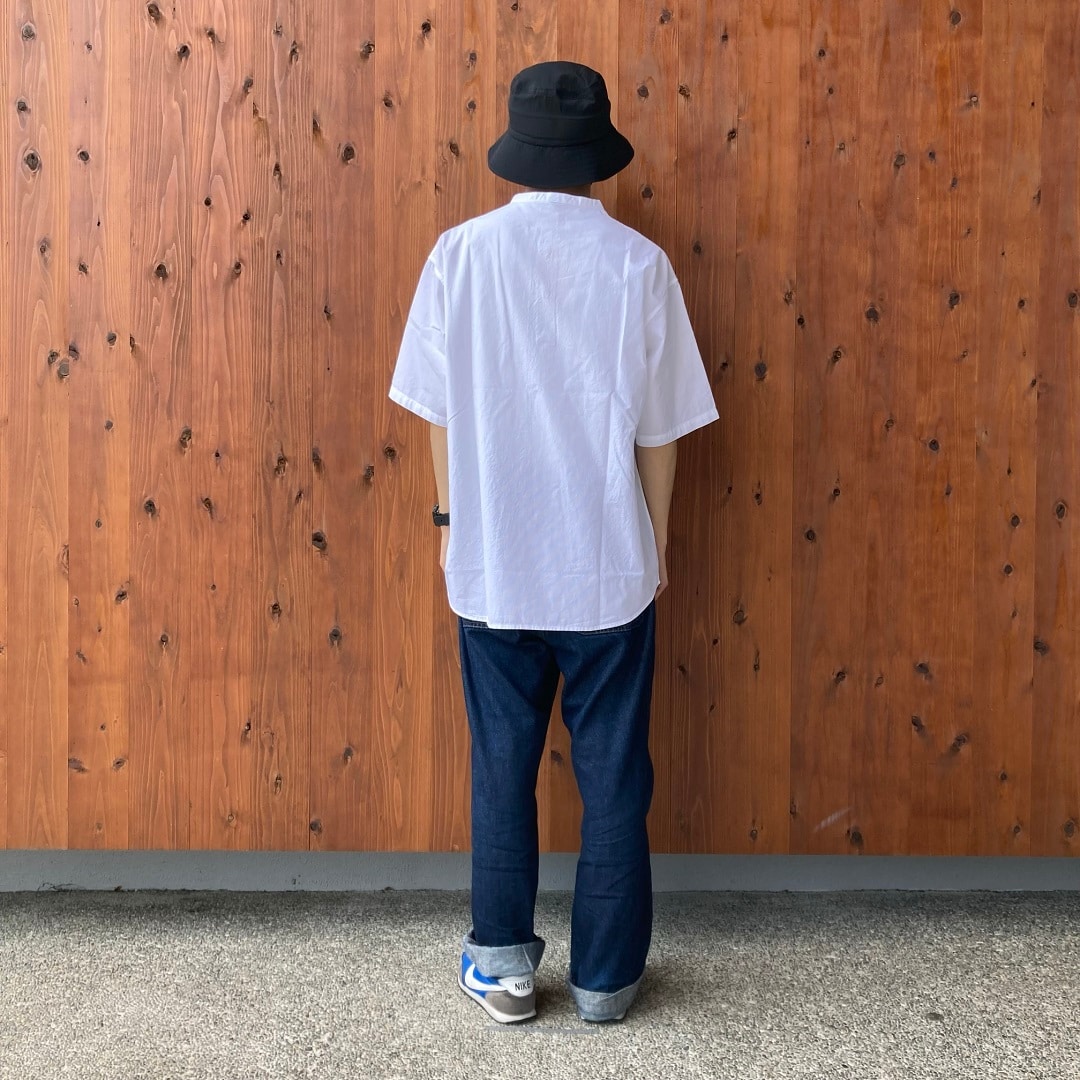 涼感ヘンリーネック半袖布帛Tシャツ