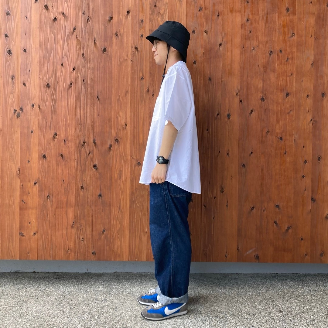 涼感ヘンリーネック半袖布帛Tシャツ