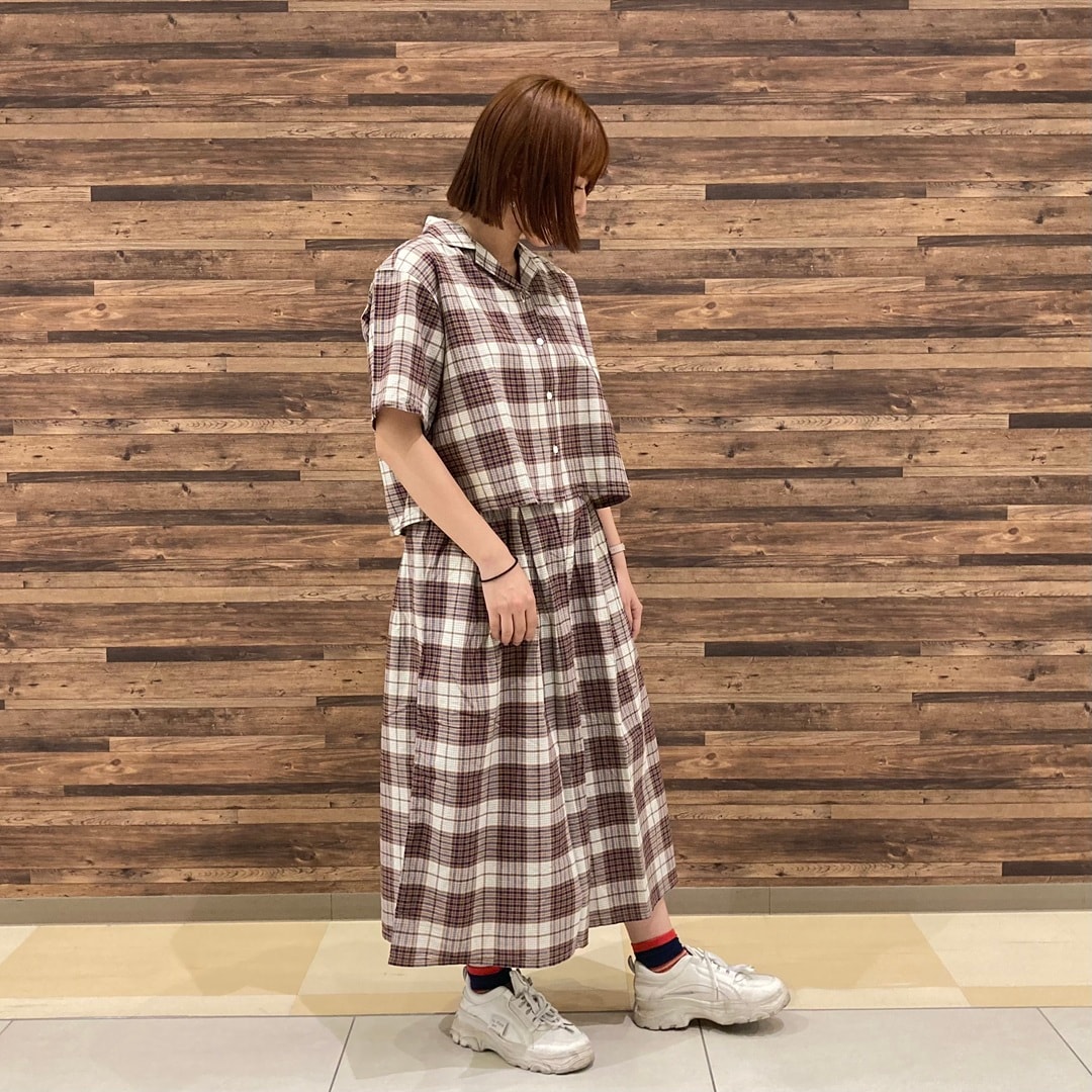 婦人 マドラスチェックセットアップ