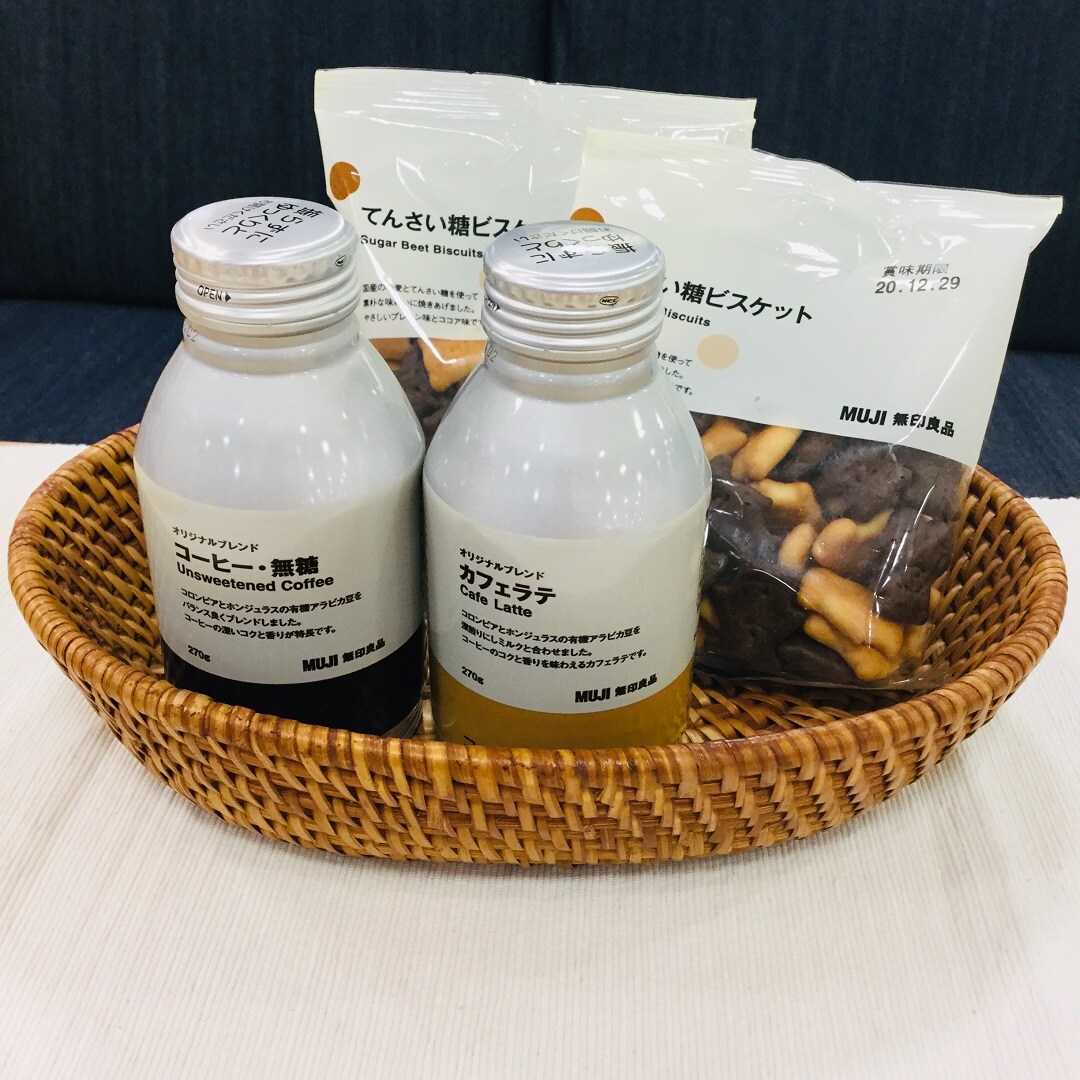 【いわきラトブ】飲料オリジナルブレンドコーヒー・無糖、飲料オリジナルブレンドカフェラテ、てんさい糖ビスケット