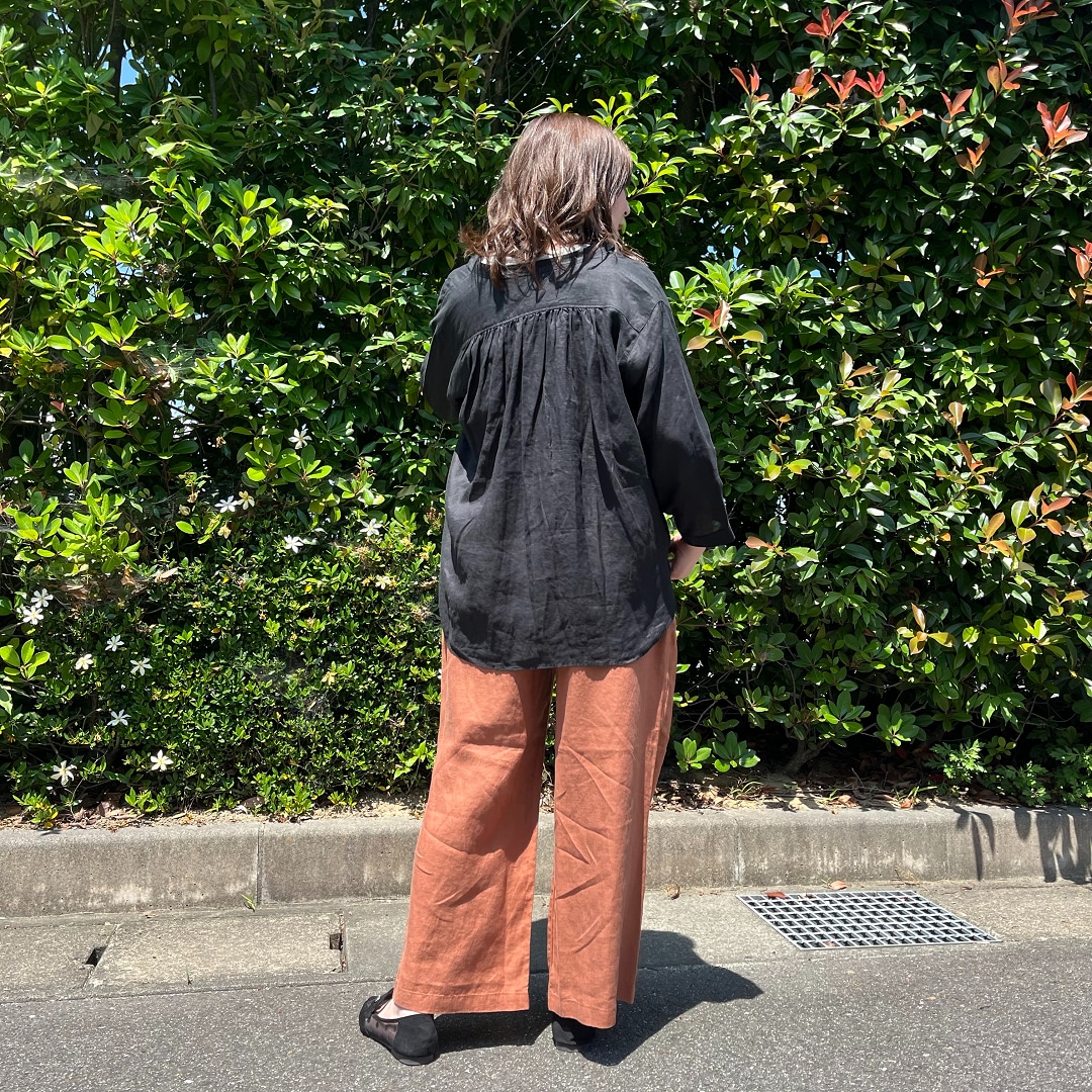 婦人リネン洗いざらしイージーワイドパンツ02